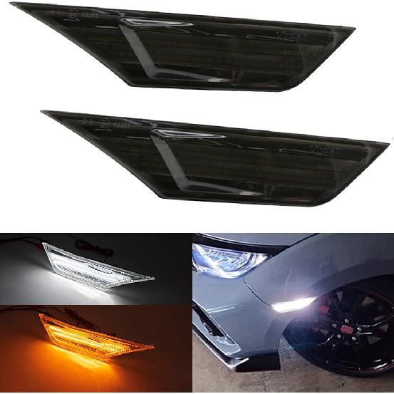 Светодиодные габаритные огни Civic для 2016- Honda Civic Седан Купе Хэтчбек Дымчатая линза Боковой габаритный огонь Янтарный светодиодный указатель поворота/Белый светодиод