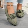 Women's Knot Design Flat Shoes Fashion Pointed Toe Knitted Slip On Shoes Comfy Breathable Flats