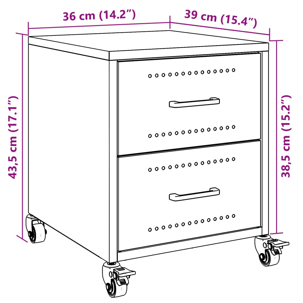Nightstand White 36 x 39 x 43.5 cm Steel