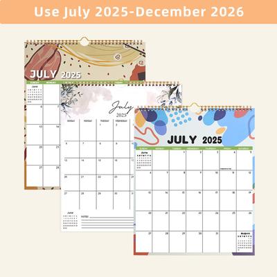 Календарь на 2025-2026 годы 18 месяцев с июля 2025 по декабрь 2026 с подвесом плотная бумага спиральное скрепление дизайн перелистывания страниц
