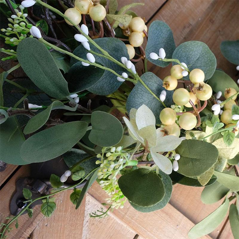 1PC Eucalyptus Wreath New Year Simulation Leaves Hanging Decor Christmas Door Hanging Wreath Holiday Decoration