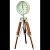 Nautical Art Handmade Designer Chrome Finish Stylish Clock with Adjustable Brown Wooden Tripod Home Decor