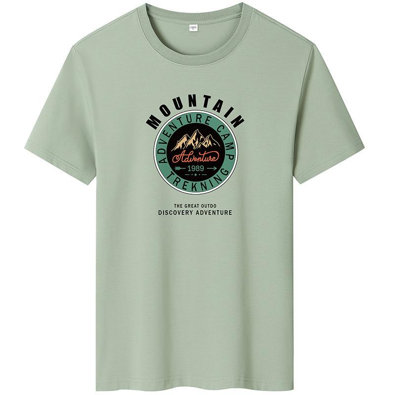 Mountian Printed Short-Sleeved Men T-shirt Summer Fashion Cotton Casual Tee Bottoming Shirt Large Size M-6XL