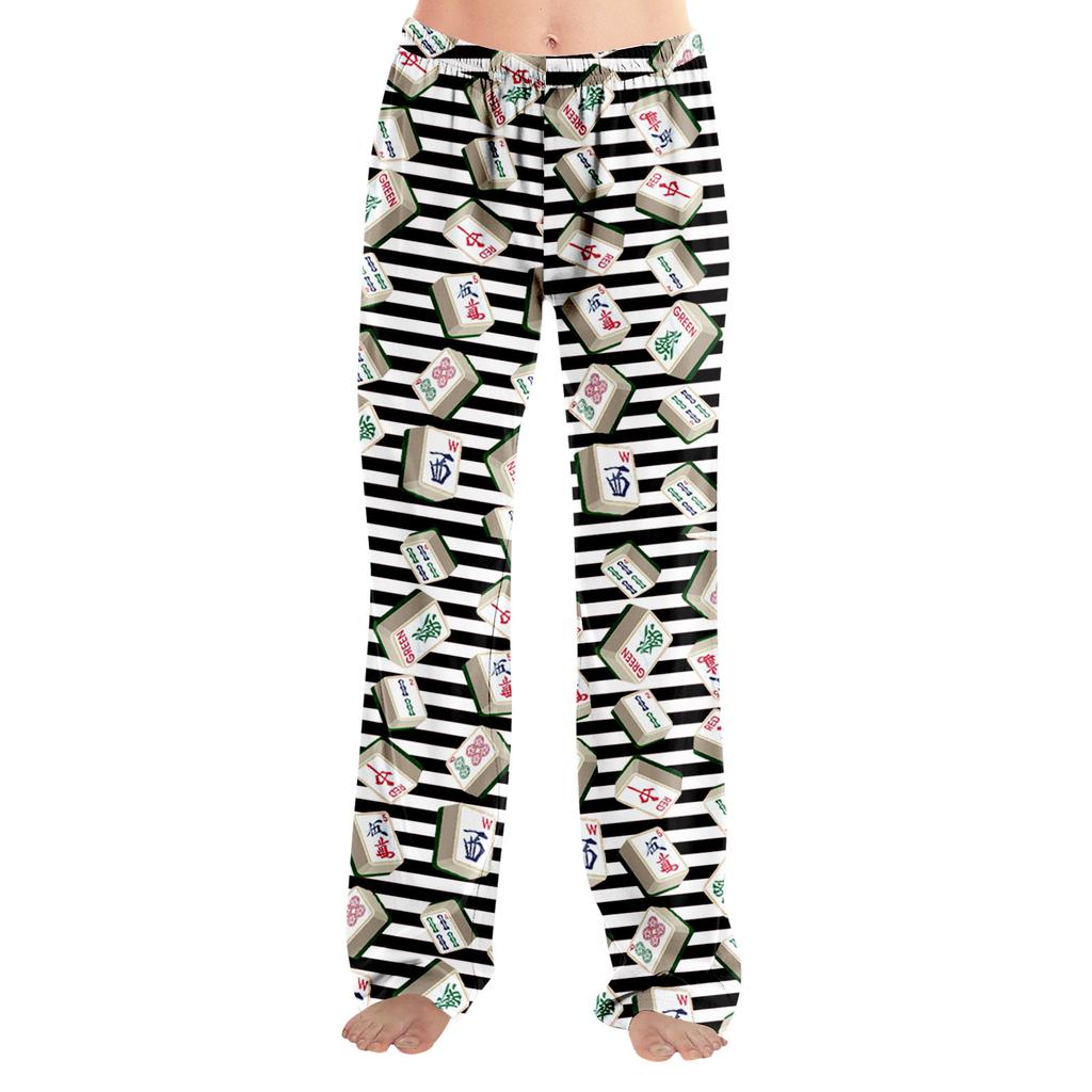 Adult Pajama Pants Sleepwear Casual Drawstring Elastic Waist Pants Comfortable Straight Yoga Loose Trousers