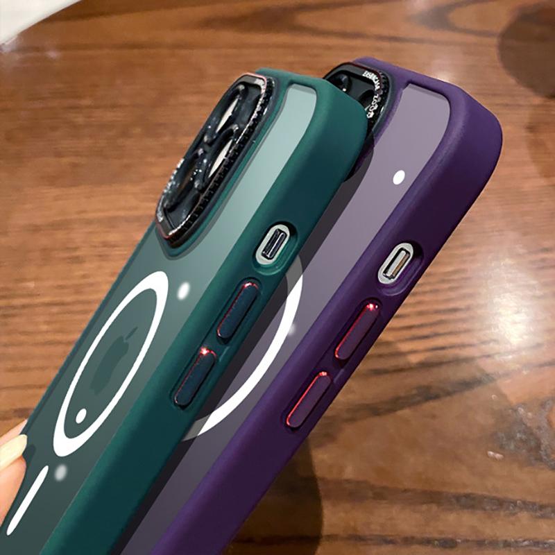 Роскошный матовый чехол для телефона Magsafe для IPhone 15 Pro Max 14 Plus 13 12 Pro Max с объективом камеры, прозрачный магнитный противоударный чехол с беспроводной зарядкой