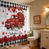 1pc Valentine's Day Red Romantic Car Printed Waterproof Privacy Shower Curtain with 12 Hooks Multi Sizes Easy Installation