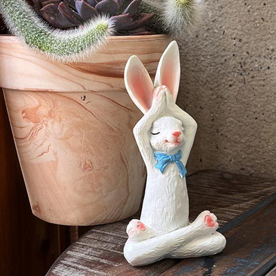 2 шт. Йога Кролик Украшения Ручная роспись Скульптуры Кролика Искусства Из Смолы Ремесла В Помещении На Открытом Воздухе
