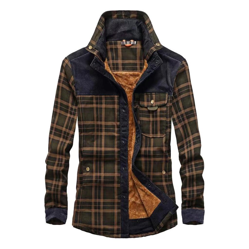 Мужские осенне-зимние повседневные толстые теплые рубашки Camisa Masculina Chemise Homme мужские шерстяные флисовые пальто в стиле милитаркоати