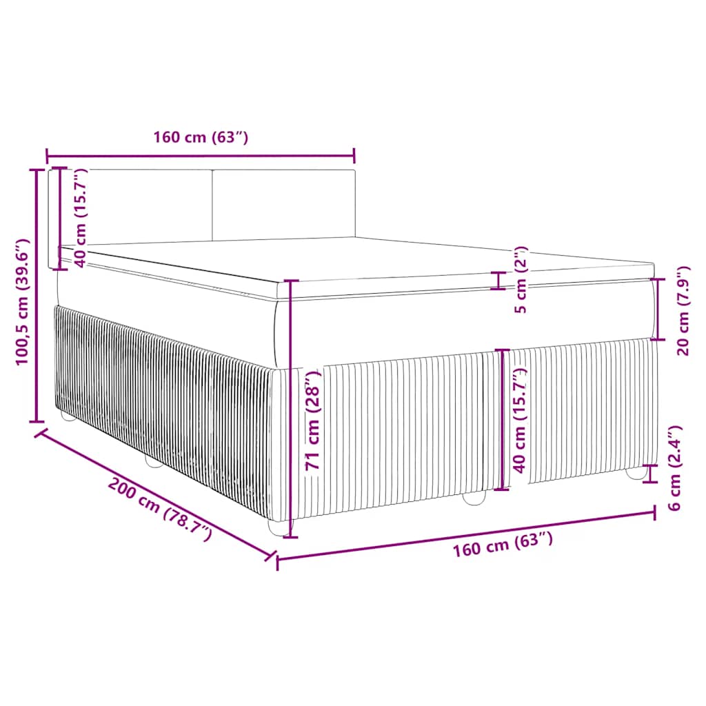 Box Spring Bed with Mattress Taupe 160 x 200 cm Fabric