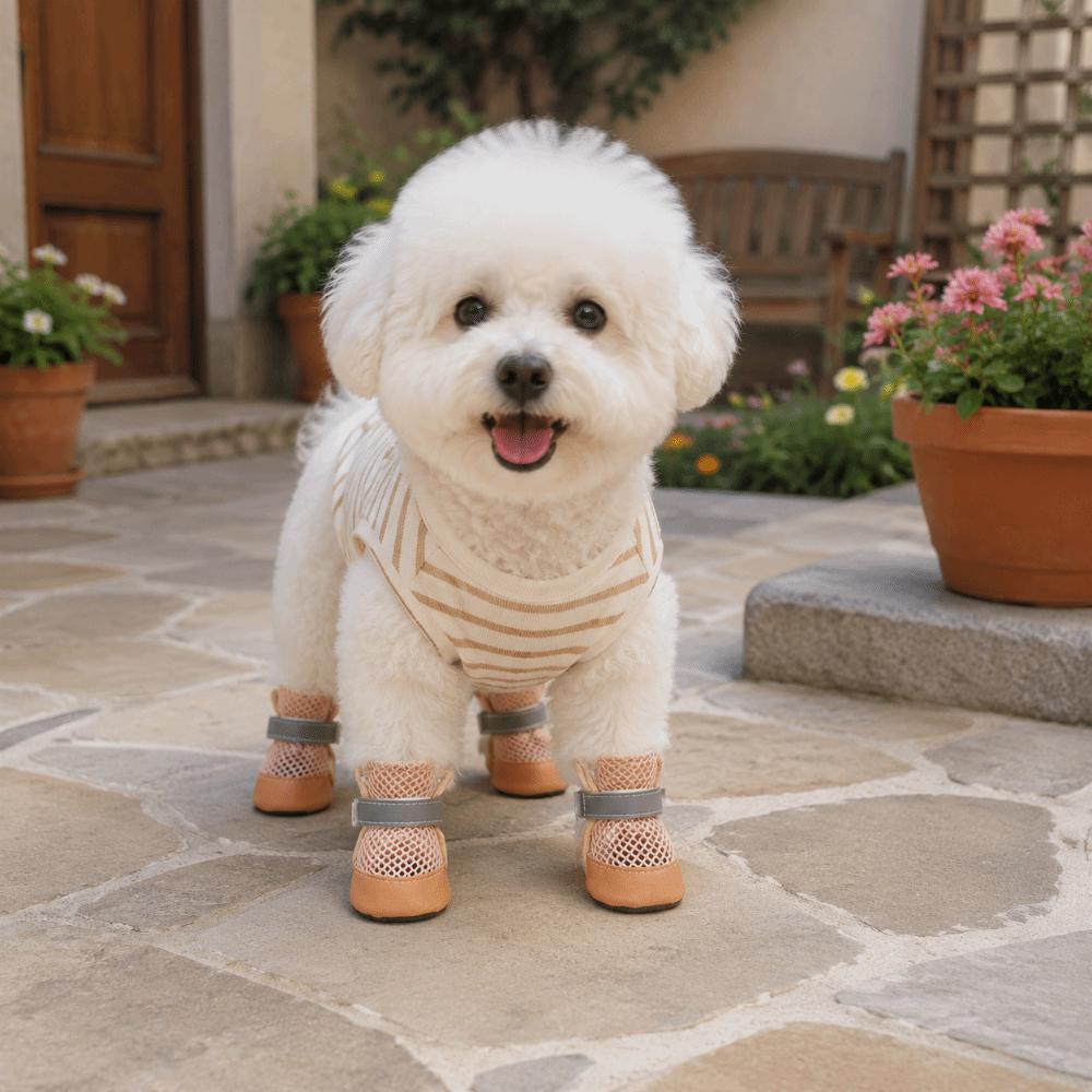 4PCS/SET Wear-Resistant Pet Mesh Shoes Breathable Pet Footwear Comfortable Dog Sneakers  Outdoor Use