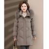 New Mid-aged and Elderly Winter Mid-length Down Jacket Thickened Mother Women's Fox Fur Collar White Duck Down Jacket
