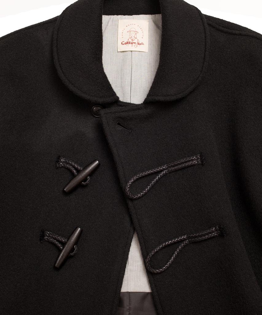 Cotton Bell Round Collar Duffle Coat - Black