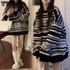 Women's Loose Sweater Mid Long Autumn/Winter Outerwear Striped Pullover Sweater