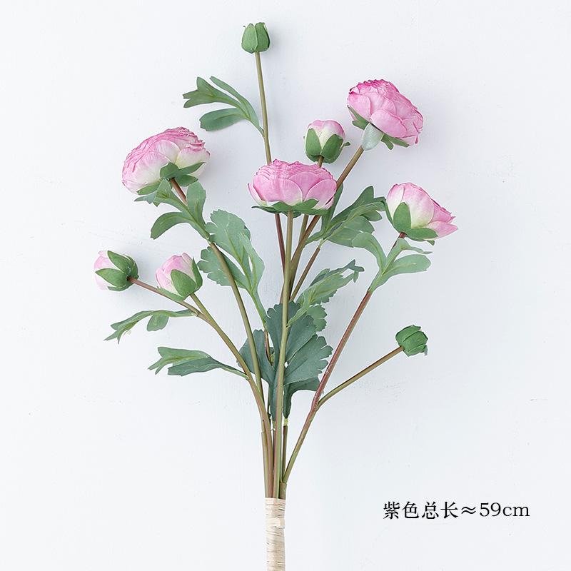Simulation 3-branch bundle peony 9-head dew lotus fake flower home decoration ornament