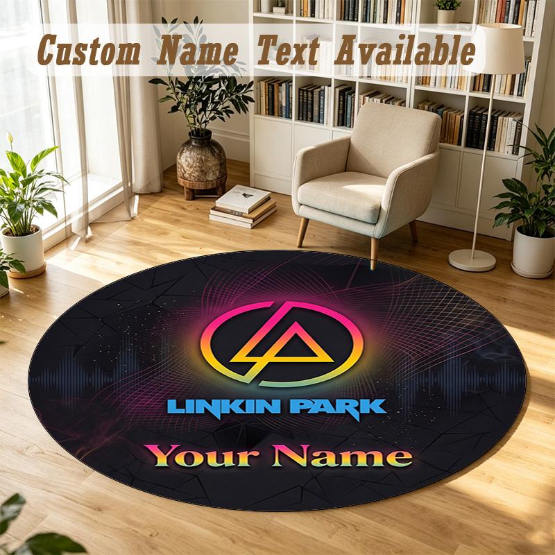 Round Rug Custom NameLinkin Park Pattern Non Slip Carpet Home Floor Decor