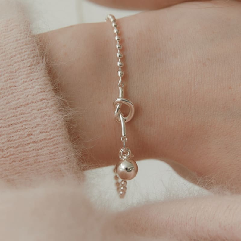 TATIANA (925 Silver) Knotted Ball Chain Bracelet BR1793