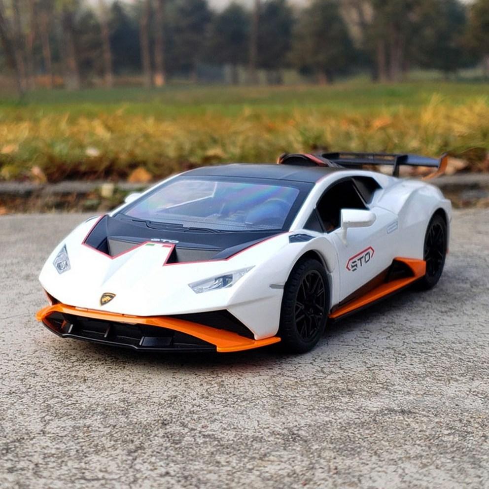 МояМашина 1:Масштабная модель Lamborghini Huracan STO из литого металла - Синяя Коллекционная фигурка и Декор для витрины