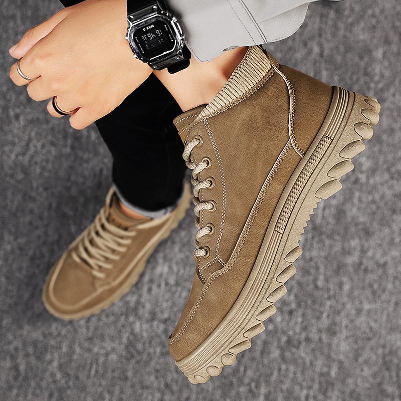New Fashion Autumn And Winter Men's High Top Martin Boots Students Male Boys Trending Soft Sole Work Shoes Labor Protection Martin Sneakers