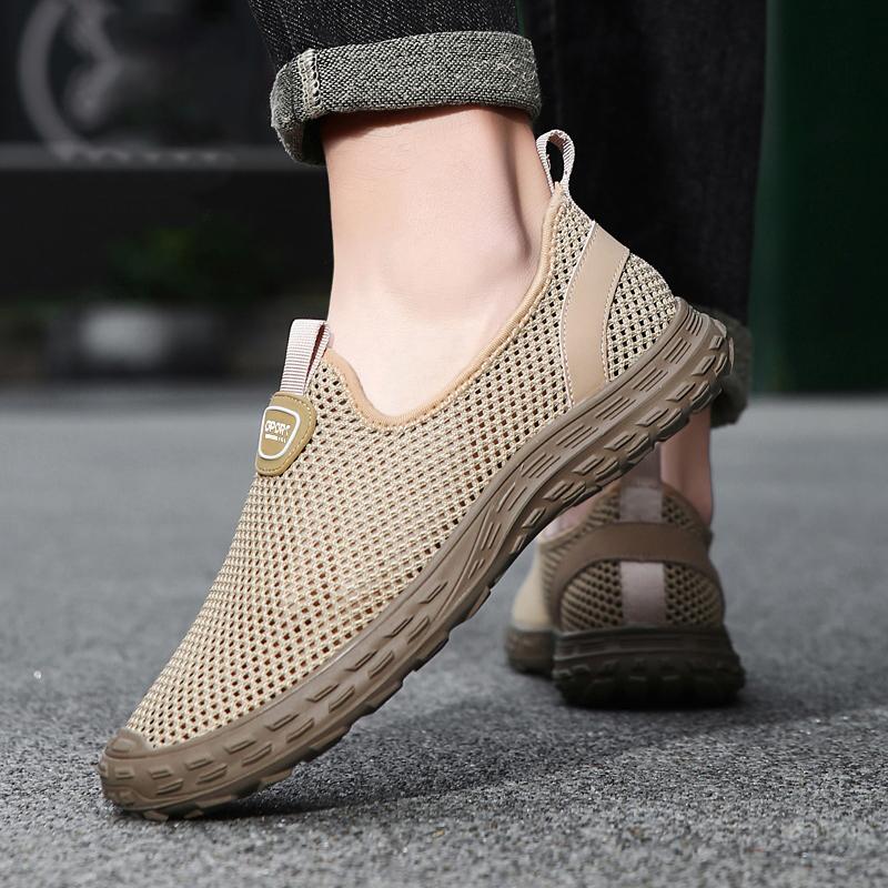 Fashion Summer Lightweight Walking Footwear New Men's Loafers Mesh Breathable Flats All-match Mens Sneakers Mens Slip On Casual Shoes