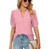 Womens Tops V Neck Ruffle Sleeve Blouses Short Sleeve Casual Tops T-Shirts for Women Autumn Winter