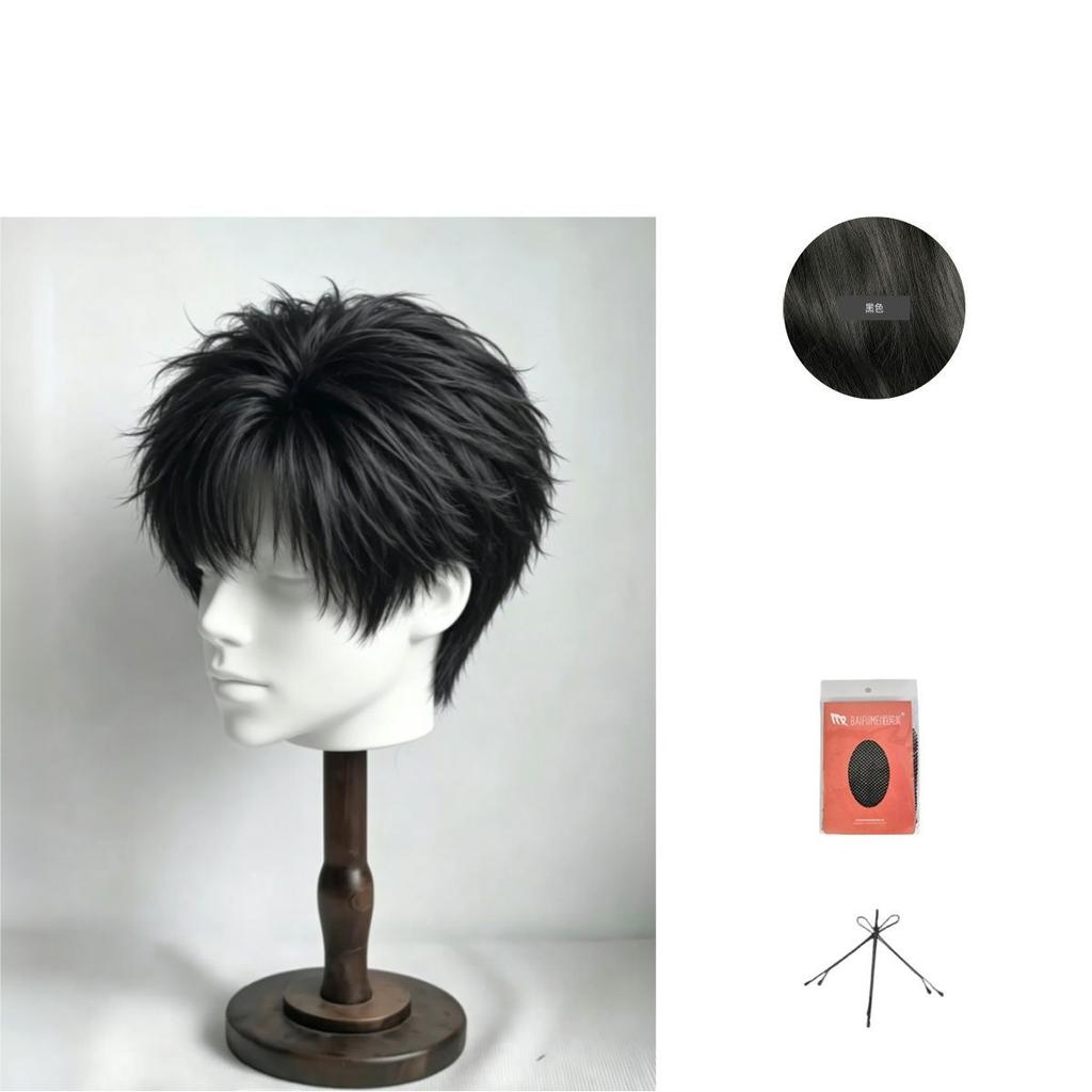 He Wei's Anime-Inspired Short Straight Wig: Full-Head Style for Everyday Performances and Photo Shoots