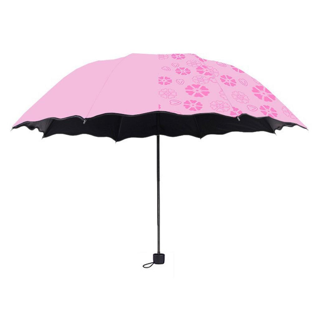 Portable Manual Folding Umbrella Flowering Umbrella In Water Black Coated Rainy Sun Umbrella 3 Folding Sun Protections