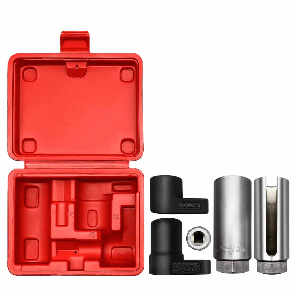 Комплект из 5 торцевых ключей для датчиков кислорода 22 мм 1/2" и 3/8" для снятия привода, установки и ремонта лямбда-зонда, автомобильные запчасти, аксессуары