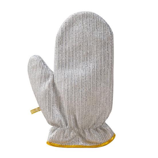 1Pc Dishwashing Glove Steel Scratch Free Waterproof Hanging Loop Heat Insulation Steel Wool Bamboo Fiber Kitchen Pot Pan Bowl Scrubber Washing Glove