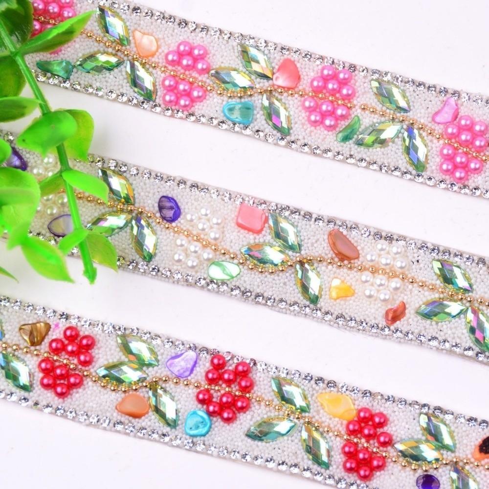 Ethnic Style Rhinestone Chain Self Adhesive Hot Fix Tape Rhinestone Trim  Apparel Decoration
