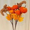 Хэллоуин Искусственные Тыквенные Ветки Искусственный Осенний Тыквенный Букет Поддельные Тыквенные Ветки с Листьями Клена для Осенней Цветочной Композиции Настольное Центральное Украшение