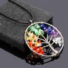 Natural Gemstone 7 Chakra Healing Tree of Life Pendant Necklace Charming