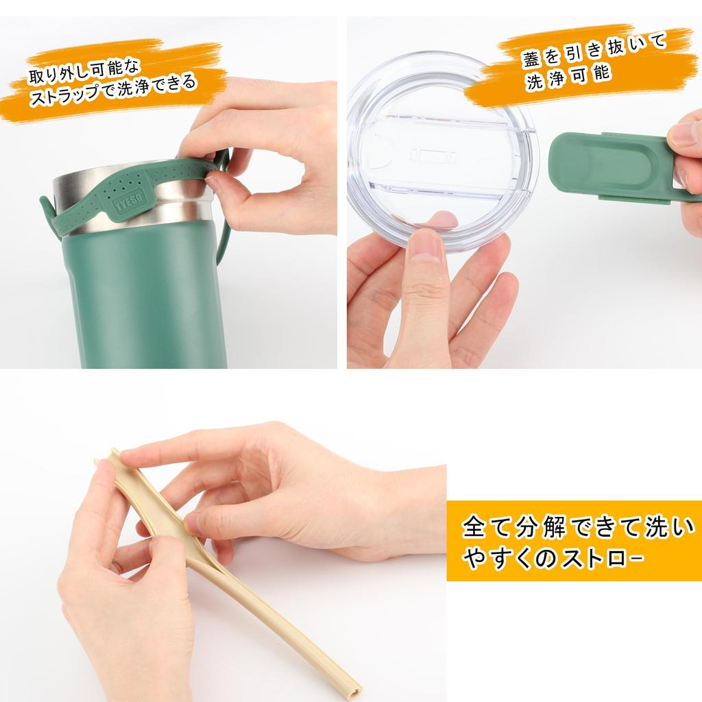 Стакан TYESO 710 мл, большой емкости, с трубочкой, стакан из нержавеющей стали с крышкой и подстаканником, портативный, легкий, переносной, с вакуумной изоляцией