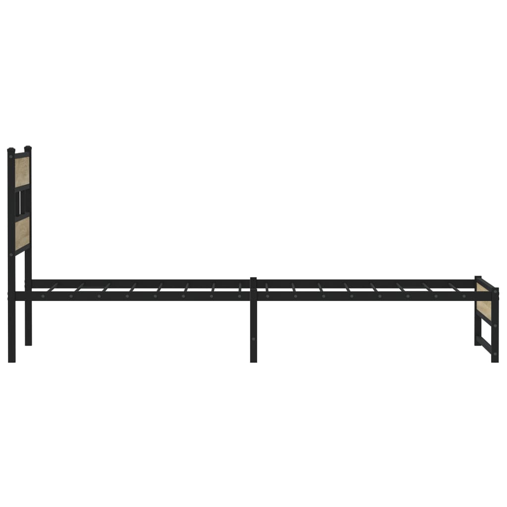 Metal Bed Frame without Mattress Sonoma Oak Finish 107 x 203 cm