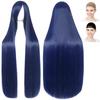 CaseEden Cosplay Wig, Long, Straight, 100cm, Dark Blue, Includes 2 Wig Nets
