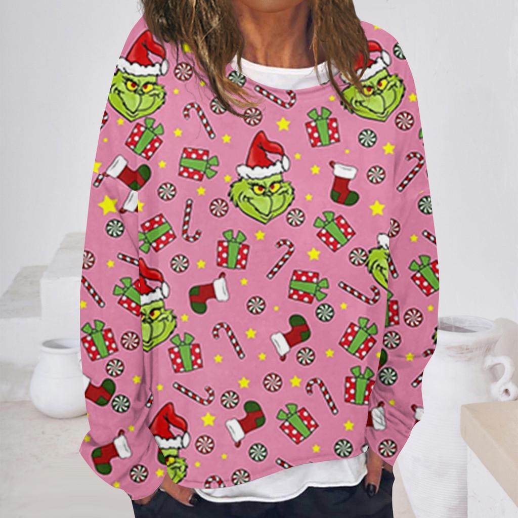 Женская повседневная модная винтажная толстовка с длинным рукавом и круглым вырезом с принтом, многослойный пуловер, топ