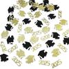 100PCS Cardstock 2025 Graduation Cap Confetti Black & Golden Paper Scatter Decor  Grad Parties