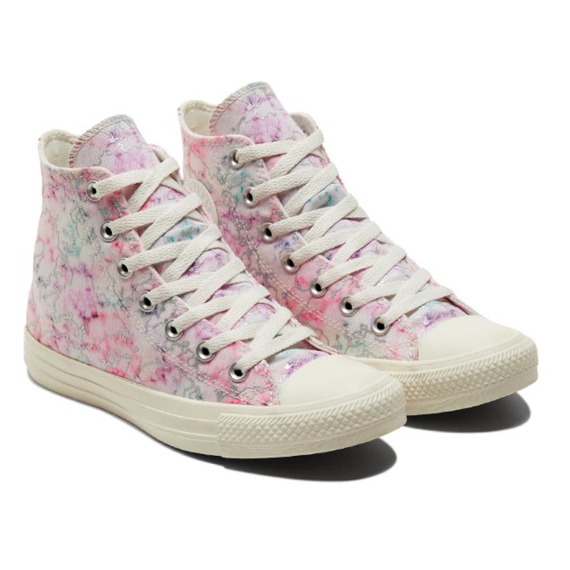 Converse Chuck Taylor All Star Marble Print Comfortable & Versatile High Top Espadrilles Women's Pink