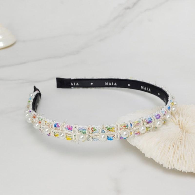 МАЙЯ Повязка на голову с жемчугом - Слоновая кость
