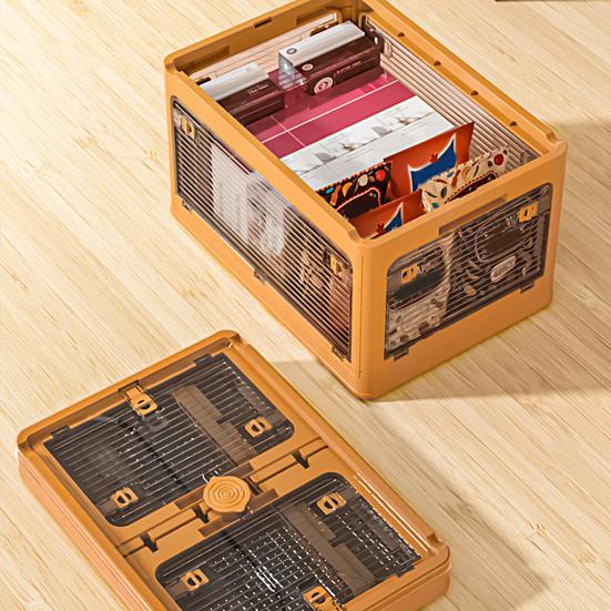 Storage Organizer High Capacity Strong Load Bearing Translucent with Handle Foldable Closets Lockers Folding Organizer Box Household Products