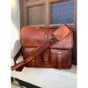 18 Inches Vintage Handmade Leather Travel Messenger Office Crossbody Bag Laptop Briefcase College Satchel Bag For Men And Women