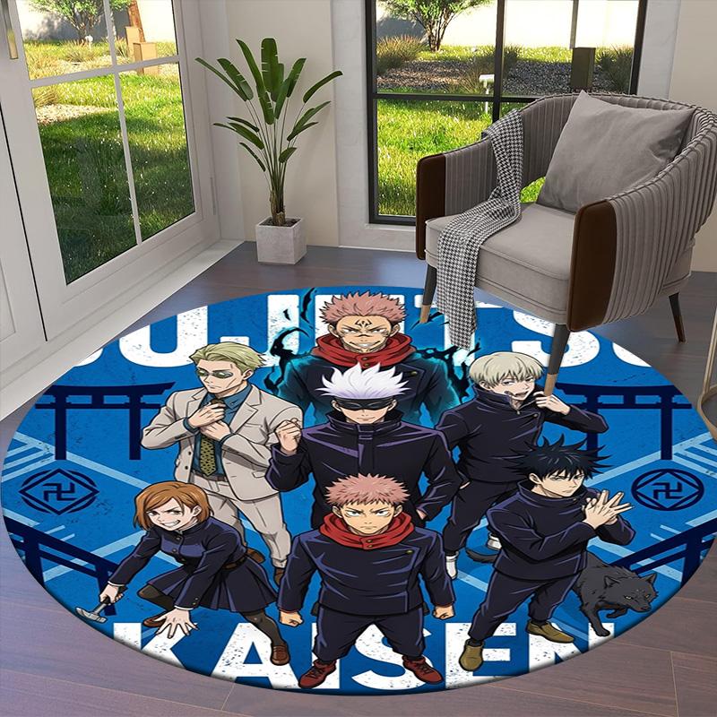 Ковер с круглым ворсом Jujutsu Kaisen Ковер для гостиной, спальни, дивана, игровой комнаты Декор Нескользящий коврик для пола