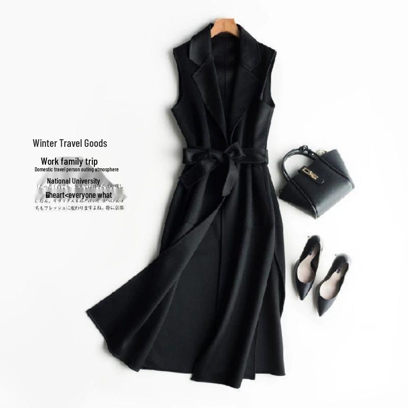 Женский шерстяной жилет средней длины: Женская жилетка в корейском стиле на весну/осень