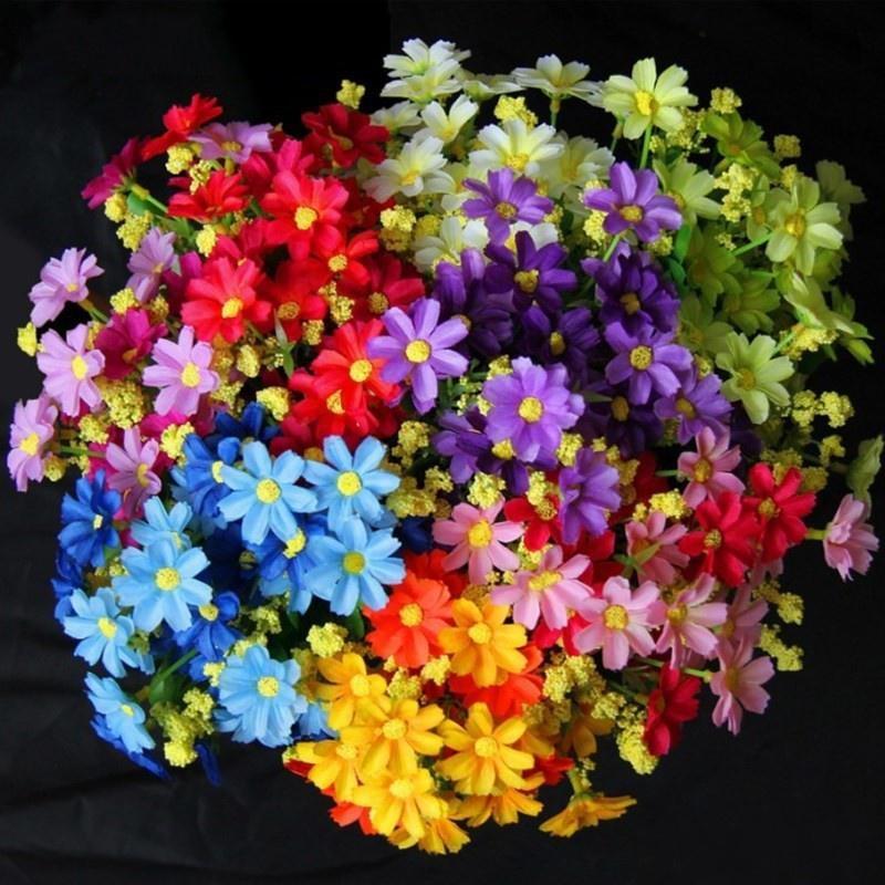 Artificial Daisies Flowers Outdoor Fake Plants for Wedding Party Home Decoration (1 Bouquet, 28 Heads)