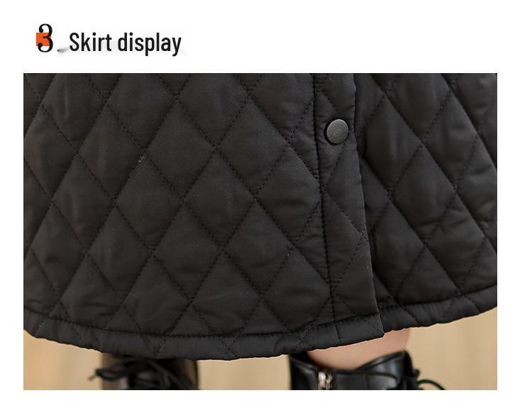 Женская юбка А-силуэта с завышенной талией, очень длинная, ветрозащитная, на пуху, из хлопка - Утепленная, на пуговицах, большого размера, зимний стиль