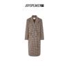 JOY SPEAKER Women's Retro Plaid Mid-length Wool Coat