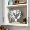 Wooden Horse Ornament Handcrafted Farmhouse Rustic Love Heart Double Horse Figurine Statue Sculpture Home Office Desktop Decoration Ornament