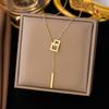 European & American Minimalist Square Interlocking Long Pendant Necklace – Women's Summer Fashion Clavicle Chain