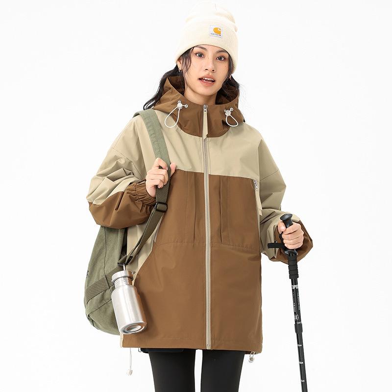 Autumn Jacket Waterproof Jacket Men's Spring and Autumn Loose Color Matching Hooded Jacket