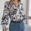 Элегантная женская блузка с цветочным принтом, V-образным вырезом и длинными рукавами для весенне-осеннего сезона
