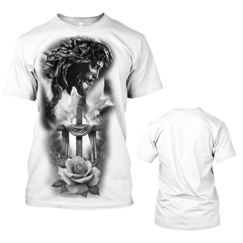 Fashion Jesus 3D Print T Shirt For Men Street Trend Short Sleeves Top Summer Oversized T-Shirt Clothes Casual O-neck Sweatshirt